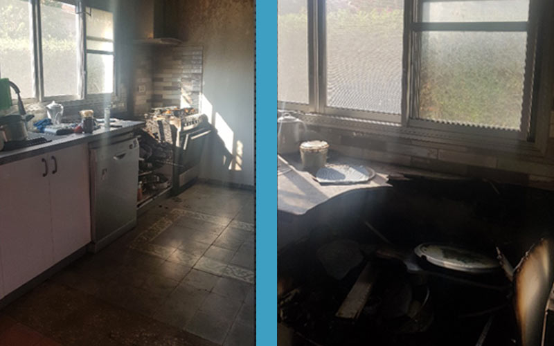 נזקי שריפה בבית